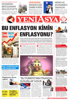 YENİ ASYA gazetesi ilk sayfası