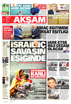 AKŞAM gazetesi ilk sayfası