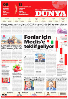 DÜNYA gazetesi ilk sayfası