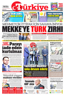 TÜRKİYE GAZETESİ gazetesi ilk sayfası