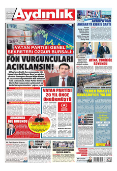 AYDINLIK GAZETESİ gazetesi ilk sayfası