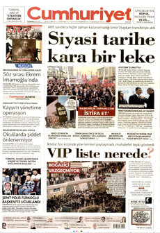 CUMHURİYET gazetesi ilk sayfası