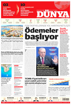 DÜNYA gazetesi ilk sayfası