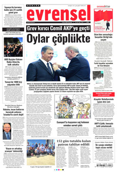 EVRENSEL gazetesi ilk sayfası