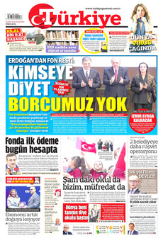 TÜRKİYE GAZETESİ gazetesi ilk sayfası