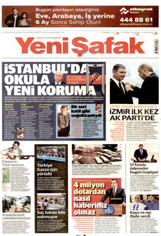 YENİ ŞAFAK gazetesi ilk sayfası