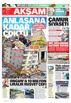 AKŞAM gazetesi ilk sayfası