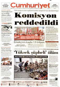 CUMHURİYET gazetesi ilk sayfası