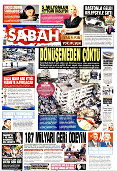 SABAH gazetesi ilk sayfası