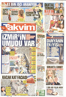 TAKVİM gazetesi ilk sayfası
