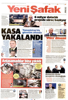 YENİ ŞAFAK gazetesi ilk sayfası