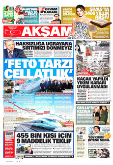 AKŞAM gazetesi ilk sayfası
