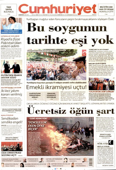 CUMHURİYET gazetesi ilk sayfası