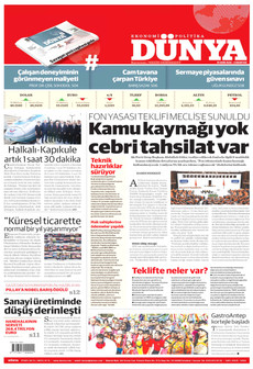 DÜNYA gazetesi ilk sayfası
