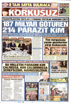 KORKUSUZ gazetesi ilk sayfası