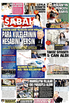 SABAH gazetesi ilk sayfası