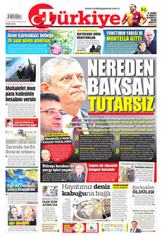 TÜRKİYE GAZETESİ gazetesi ilk sayfası