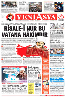 YENİ ASYA gazetesi ilk sayfası