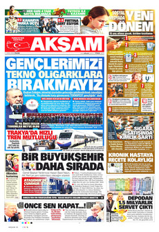 AKŞAM gazetesi ilk sayfası