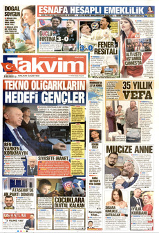 TAKVİM gazetesi ilk sayfası