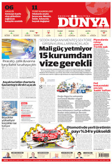 DÜNYA gazetesi ilk sayfası