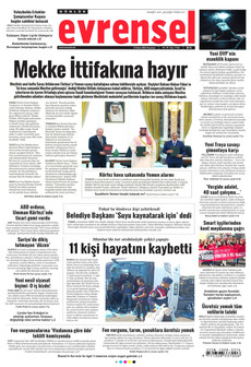 EVRENSEL gazetesi ilk sayfası
