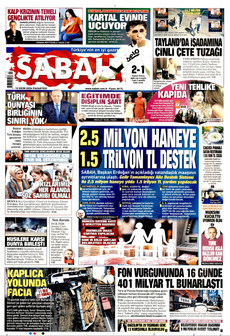 SABAH gazetesi ilk sayfası
