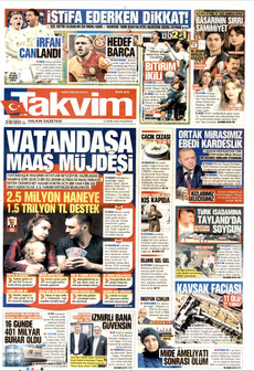 TAKVİM gazetesi ilk sayfası