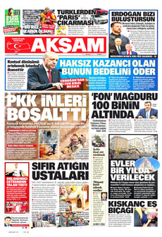 AKŞAM gazetesi ilk sayfası