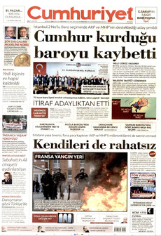 CUMHURİYET gazetesi ilk sayfası