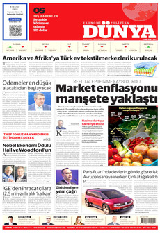 DÜNYA gazetesi ilk sayfası