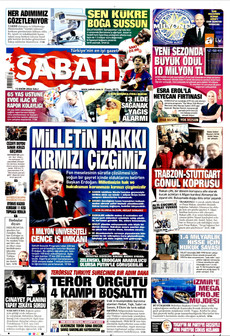 SABAH gazetesi ilk sayfası