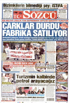 SÖZCÜ gazetesi ilk sayfası