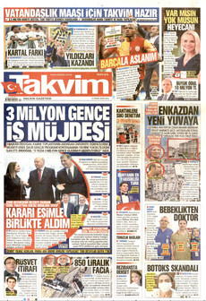 TAKVİM gazetesi ilk sayfası