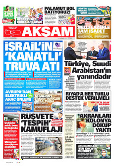 AKŞAM gazetesi ilk sayfası