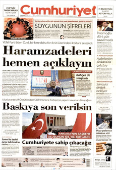 CUMHURİYET gazetesi ilk sayfası