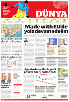 DÜNYA gazetesi ilk sayfası