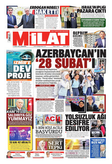 MİLAT gazetesi ilk sayfası