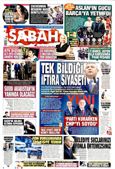 SABAH gazetesi ilk sayfası