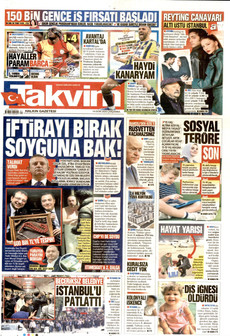 TAKVİM gazetesi ilk sayfası
