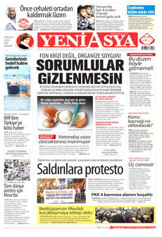 YENİ ASYA gazetesi ilk sayfası