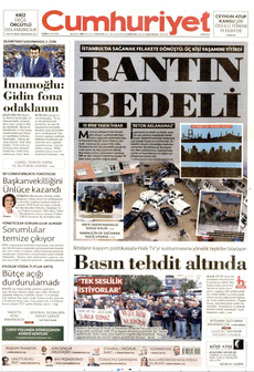 CUMHURİYET gazetesi ilk sayfası