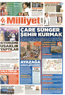 MİLLİYET gazetesi ilk sayfası