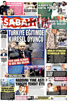 SABAH gazetesi ilk sayfası