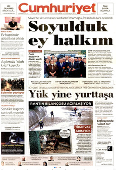CUMHURİYET gazetesi ilk sayfası