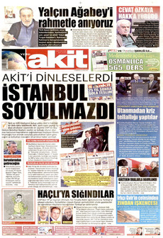 YENİ AKİT gazetesi ilk sayfası