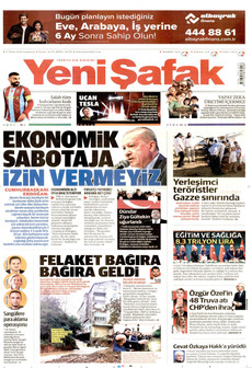 YENİ ŞAFAK gazetesi ilk sayfası