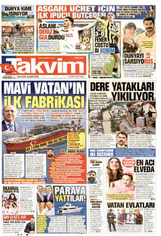 TAKVİM gazetesi ilk sayfası