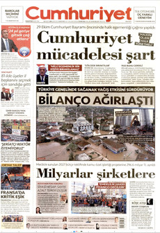 CUMHURİYET gazetesi ilk sayfası