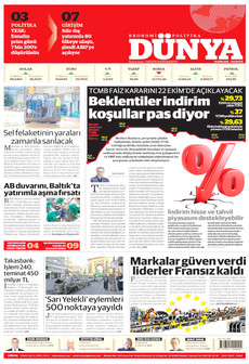DÜNYA gazetesi ilk sayfası